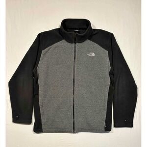 The North Face Mens XXL FlashDry Fleece Full Zip Jacket Gray Black Colorblock